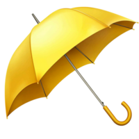 Vibrant yellow umbrella with a curved handle and a wide canopy symbolizing protection and the cheerful spirit of rainy days png