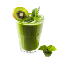 Kiwi smoothie with mint leaves served in a glass offering a healthy and refreshing drink packed with vitamins png