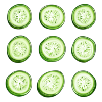 Fresh cucumber slices arranged in a grid pattern symbolizing health freshness and the cooling nourishment of hydrating green vegetables and salads png
