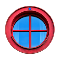 Circular red window with a blue glass pane symbolizing architecture creativity and the charming uniqueness ofistic home designs and decor png