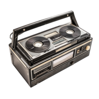 Vintage boombox with dual cassette tapes symbolizing nostalgia music and the retro vibes of classic portable audio technology and entertainment png