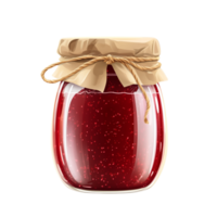 Sealed jar of raspberry jam with a rustic fabric lid symbolizing homemade goodness warmth and the charm ofisanal food crafting png