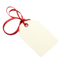 Blank gift tag with a red ribbon tied in a bow symbolizing personalization gifting and the thoughtful touch of a handwritten message for special occasions png
