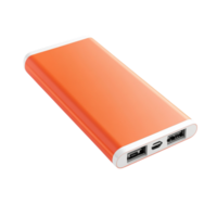Compact orange power bank with dual charging ports symbolizing convenience portability and the essential backup power source for mobile devices png