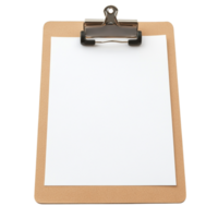 Wooden clipboard with a blank sheet of paper stands ready for notes and creative ideas png