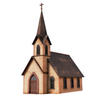 Wooden church with a tall steeple cross on top and rustic architecture symbolizing spiritual gatherings historical heritage and the peaceful charm of sacred spaces png