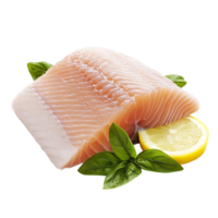 Fresh salmon fillet with basil and lemon slices symbolizing health nutrition and the delicious flavors of seafood cuisine in gourmet meals png