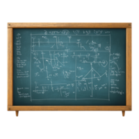 Classic chalkboard filled with mathematical equations symbolizing education knowledge and the pursuit of intellectual understanding png