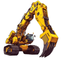 Heavyduty yellow excavator with a powerful mechanical arm and a rugged structure is built for strength and efficiency in construction work png