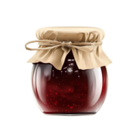 Glass jar filled with homemade jam wrapped in rustic fabric showcases homemade sweetness png