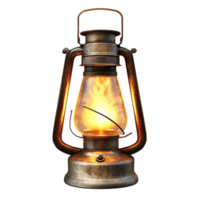 Vintage oil lantern with a glowing flame illuminates spaces with a rustic and nostalgic feel png
