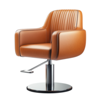 Luxurious tancolored salon chair with a polished metal base offers comfort and elegance making it an essential piece for any stylish and professional workspace png
