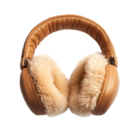 Stylish brown furlined earmuffs with a soft fluffy texture provide warmth and comfort making them an essential accessory for winter days and cold climates png