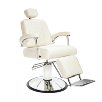 Modern white reclining chair with a cushioned seat and adjustable headrest designed for ultimate comfort relaxation and a stylish addition to a beauty salon or home png