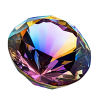 Large multifaceted gemstone with dazzling rainbow colors reflecting light and displaying a mesmerizing sparkle png