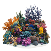 Vibrant coral reef teeming with colorful marine life and various types of coral creating a lively underwater ecosystem png