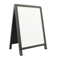 Blackframed standing signboard with a blank white surface ready to display messages or advertisements in any setting png
