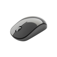 Modern wireless computer mouse with a smooth ergonomic design and a glossy black surface for effortless png