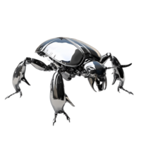 Shiny metallic beetle with robotic legs standing still with its futuristic design making it look like a mechanical creation png