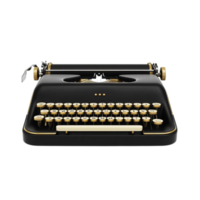 Classic black typewriter with gold-accented keys designed for crafting letters stories and documents in an old-fashioned way png