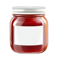 jar filled with red jam sits neatly with a silver lid on top png