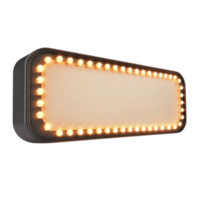 Illuminated rectangular sign with glowing lights around the border creating a bright and eye-catching display png