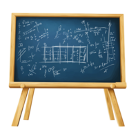 Wooden blackboard with complex mathematical equations written in white chalk used for teaching and problem-solving png