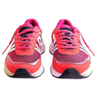 Vibrant pink and orange running shoes with breathable mesh material and cushioned soles providing comfort and support png