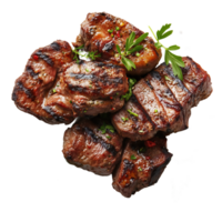 Grilled bruscadao served with fresh herbs and spices in a rustic setting png