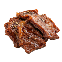 Sliced bulgogi beef with savory sauce and sesame seeds ready for grilling png