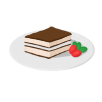 chocolate cake with strawberry on a plate png