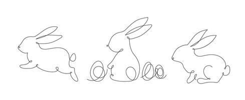 Easter bunny outline illustration. Abstract rabbit in line style vector