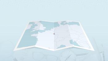 Map of Luxembourg with the flag of Luxembourg in the contour of the map on a trip abstract backdrop. vector