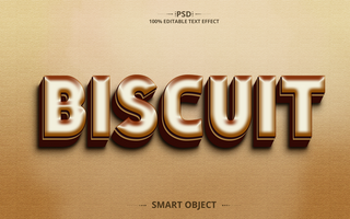 Biscuit 3D creative Editable Text Effect Design psd