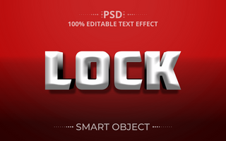 Lock 3D Editable Text Effect Design silver color psd
