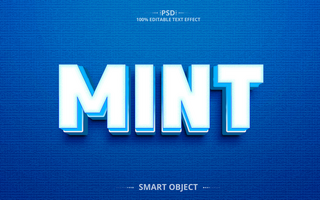 Mint 3D Editable Text Effect Design psd