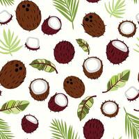 Modern abstract coconuts and palm leaves design with seamless Fruits pattern and unique textures, ideal for fabric, stationery, and home decor. vector