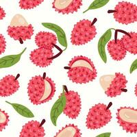 Modern abstract lychee and leaves design with seamless Fruits pattern and unique textures, ideal for fabric, stationery, and home decor. vector