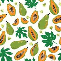 Modern abstract papaya and leaves design with seamless Fruits pattern and unique textures, ideal for fabric, stationery, and home decor. vector