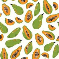 Modern abstract pieces of papaya design with seamless Fruits pattern and unique textures, ideal for fabric, stationery, and home decor. vector
