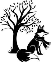 Fox with Scarf Sitting Under a Tree vector