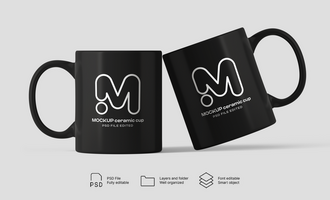 Floating Mug Mockup with Dynamic Shadows psd