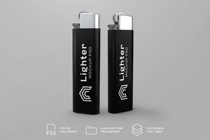 High-Quality Lighter Mockup with Customizable Design psd