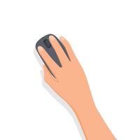 Hand holding wireless computer mouse vector