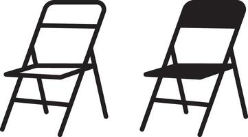 outline silhouette Folding chair icon set vector
