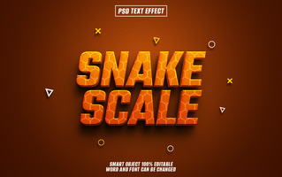 3D text effect Snake Scale with hexagonal pattern psd