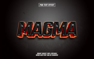 3D text effect, magma style, dark background psd