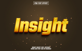 Golden 3D text effect Insight on dark background. psd