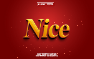 3D golden Nice text effect on red background. psd