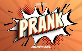 Comic book style PRANK text effect with editable word and font. psd